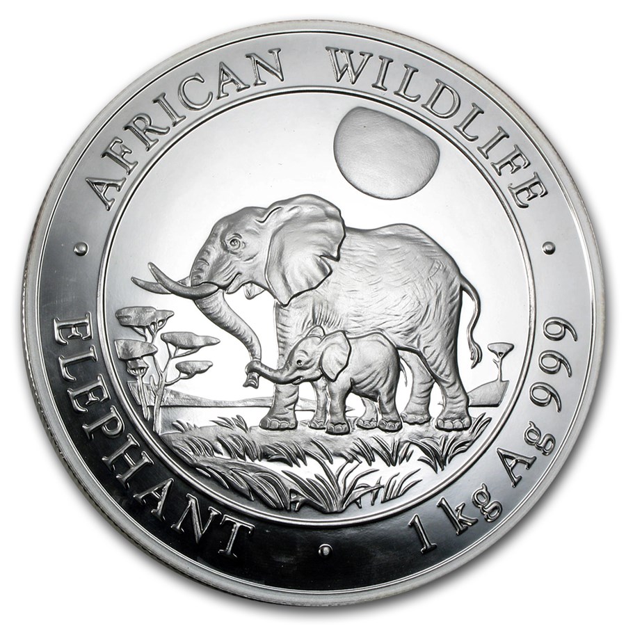 2011 Somalia 1 kilo Silver African Elephant