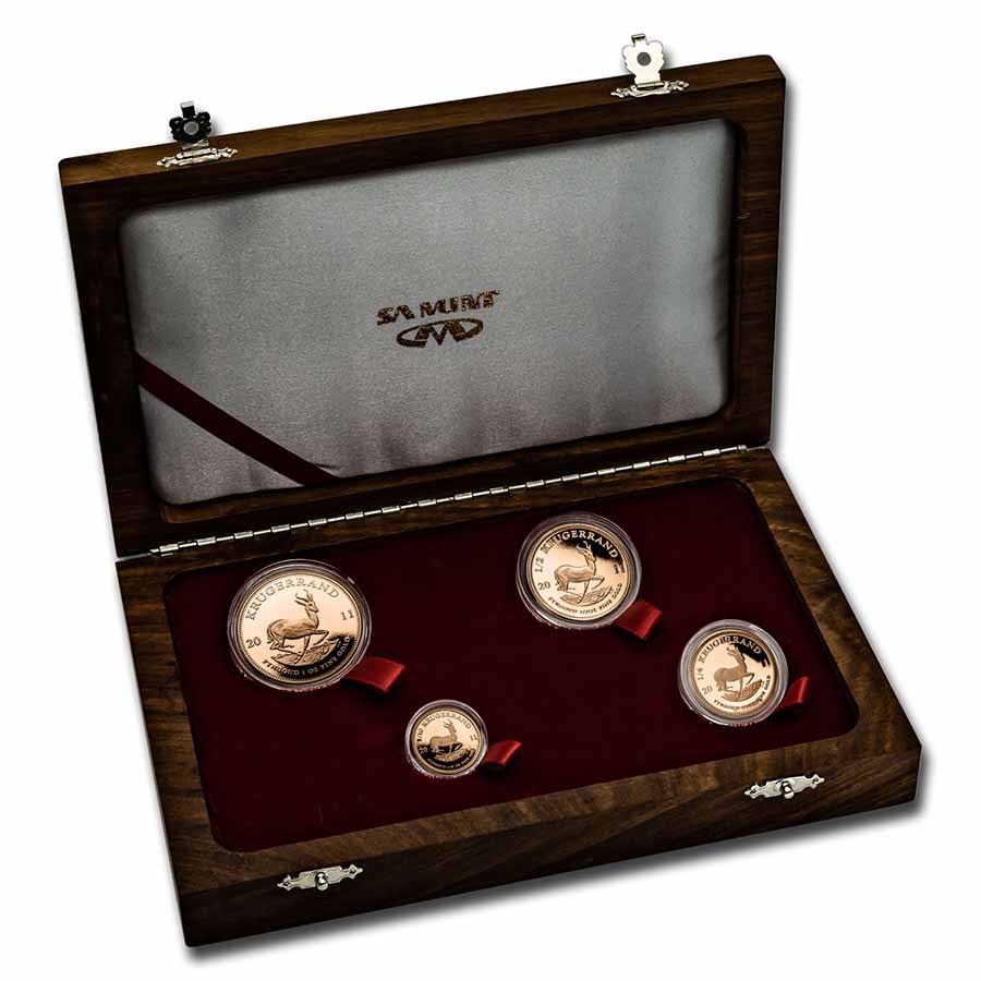 2011 South Africa 4-Coin Gold Krugerrand Proof Set (w/Box & COA)