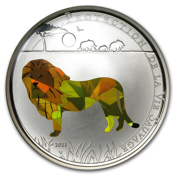 2011 Togo Silver 1000FR CFA Wildlife Protection Lion Prism 2011 Togo Silver 1000FR CFA Wildlife Protection Lion Prism