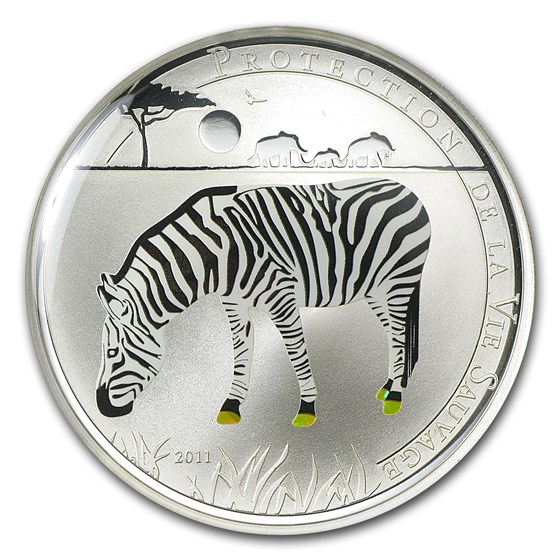2011 Togo Silver 1000FR CFA Wildlife Protection Zebra Prism 2011 Togo Silver 1000FR CFA Wildlife Protection Zebra Prism