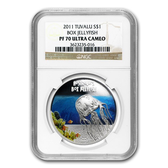 2011 Tuvalu 1 oz Silver Box Jellyfish PF-70 NGC 2011 Tuvalu 1 oz Silver Box Jellyfish PF-70 NGC