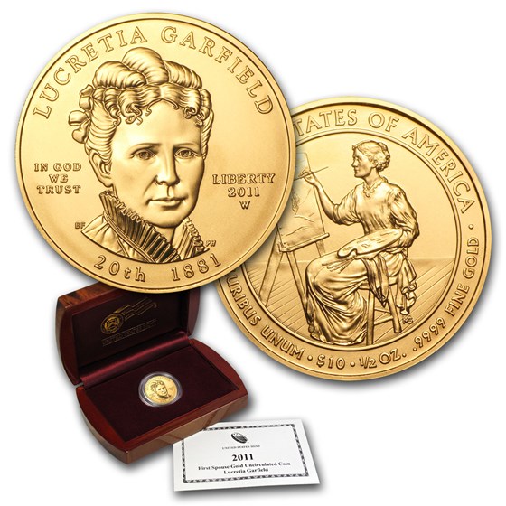 2011-W 1/2 oz Gold Lucretia Garfield BU (w/Box & COA) 2011-W 1/2 oz Gold Lucretia Garfield BU (w/Box & COA)