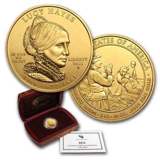 2011-W 1/2 oz Gold Lucy Hayes BU (w/Box & COA) 2011-W 1/2 oz Gold Lucy Hayes BU (w/Box & COA)