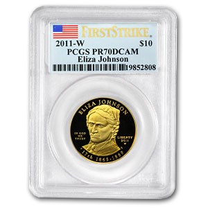 2011-W 1/2 oz Proof Gold Eliza Johnson PR-70 PCGS (FS) 2011-W 1/2 oz Proof Gold Eliza Johnson PR-70 PCGS (FS)