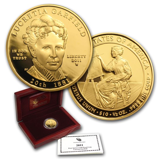 2011-W 1/2 oz Proof Gold Lucretia Garfield (w/Box & COA) 2011-W 1/2 oz Proof Gold Lucretia Garfield (w/Box & COA)