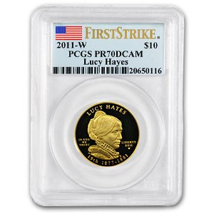 2011-W 1/2 oz Proof Gold Lucy Hayes PR-70 PCGS (FirstStrike®)