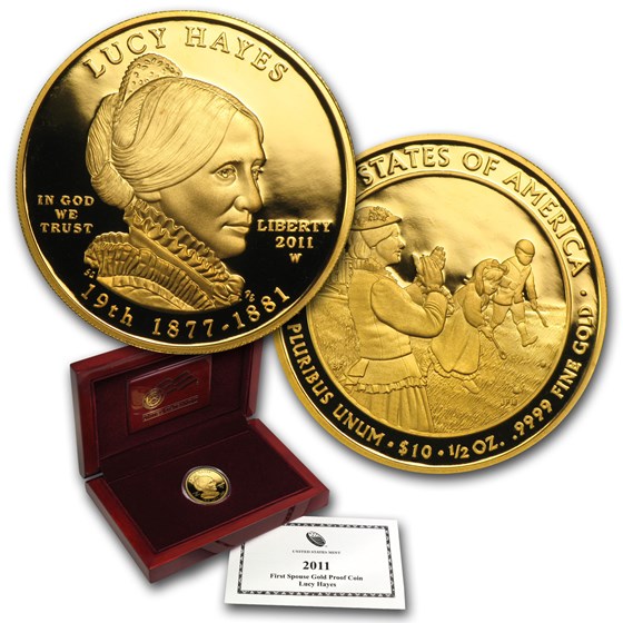 2011-W 1/2 oz Proof Gold Lucy Hayes (w/Box & COA) 2011-W 1/2 oz Proof Gold Lucy Hayes (w/Box & COA)
