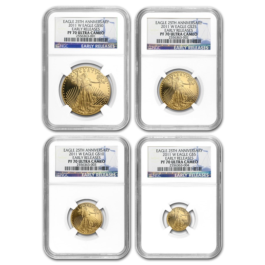 2011-W 4-Coin Proof American Gold Eagle Set PF-70 NGC (ER)