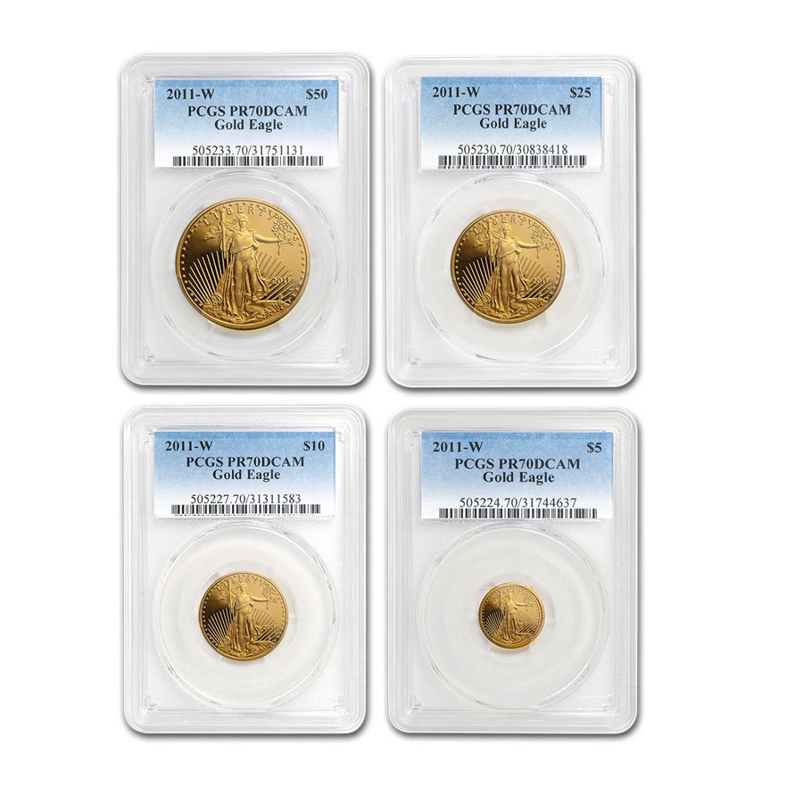 2011-W 4-Coin Proof American Gold Eagle Set PR-70 PCGS