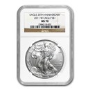2011-W Burnished Silver Eagle MS-70 NGC (25th Anniv)