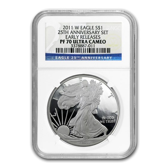 2011-W Proof Silver American Eagle PF-70 NGC (ER, 25th Anniv Set) 2011-W Proof Silver American Eagle PF-70 NGC (ER, 25th Anniv Set)
