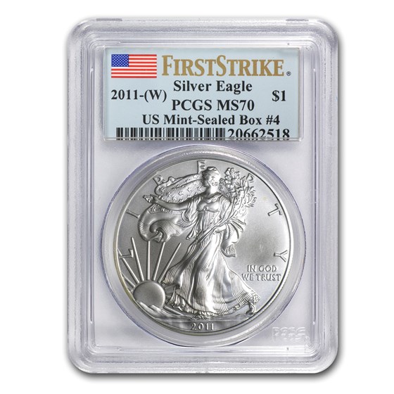 2011 (W) Silver Eagle MS-70 PCGS (1st Strike, Box #4 Label) 2011 (W) Silver Eagle MS-70 PCGS (1st Strike, Box #4 Label)
