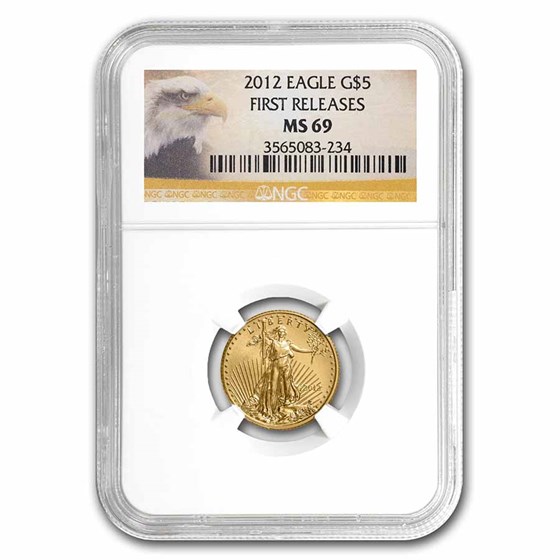 2012 1/10 oz American Gold Eagle MS-69 NGC (FR, Eagle Label)