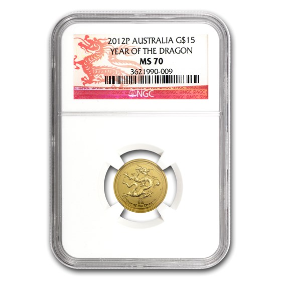 2012 1/10 oz Gold Lunar Year of the Dragon MS-70 NGC (Series II) 2012 1/10 oz Gold Lunar Year of the Dragon MS-70 NGC (Series II)