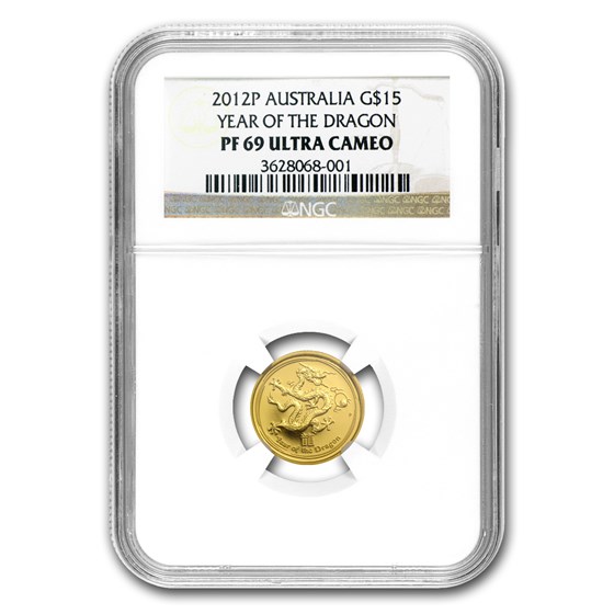2012 1/10 oz Gold Lunar Year of the Dragon PF-69 NGC (SII) 2012 1/10 oz Gold Lunar Year of the Dragon PF-69 NGC (SII)