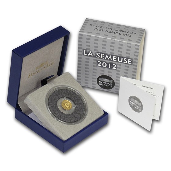 2012 1/2 gram Proof Gold €5 The Sower 10th Anniv of the Euro