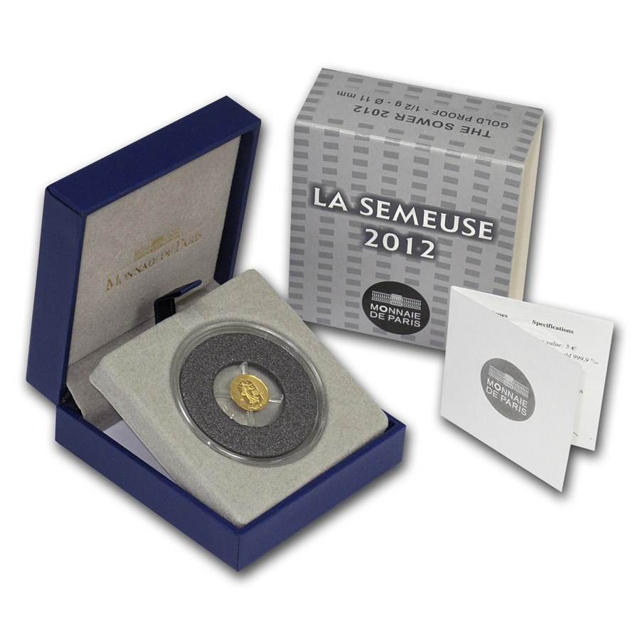 2012 1/2 gram Proof Gold €5 The Sower 10th Anniv of the Euro