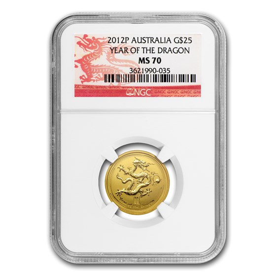 2012 1/4 oz Gold Lunar Year of the Dragon MS-70 NGC (Series II) 2012 1/4 oz Gold Lunar Year of the Dragon MS-70 NGC (Series II)