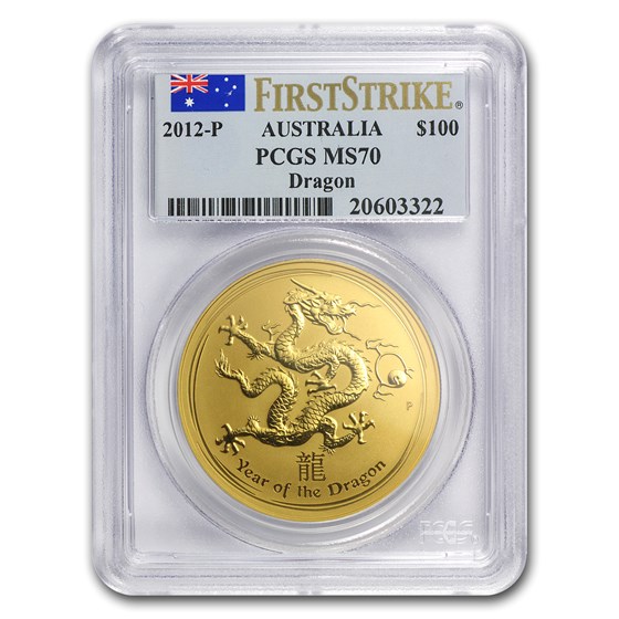 2012 1 oz Gold Lunar Year of the Dragon MS-70 PCGS FS (SII) 2012 1 oz Gold Lunar Year of the Dragon MS-70 PCGS FS (SII)