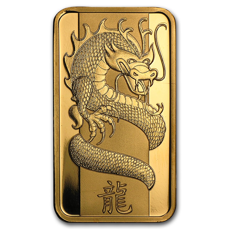 2012 100 gram Gold Bar-PAMP Suisse Year of the Dragon (w/o Assay)