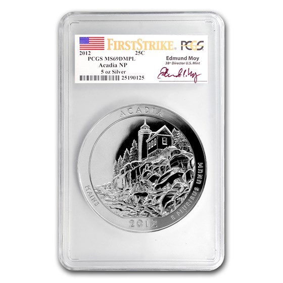 2012 5 oz Silver ATB Acadia MS-69 DMPL PCGS (FS, Edmund Moy)