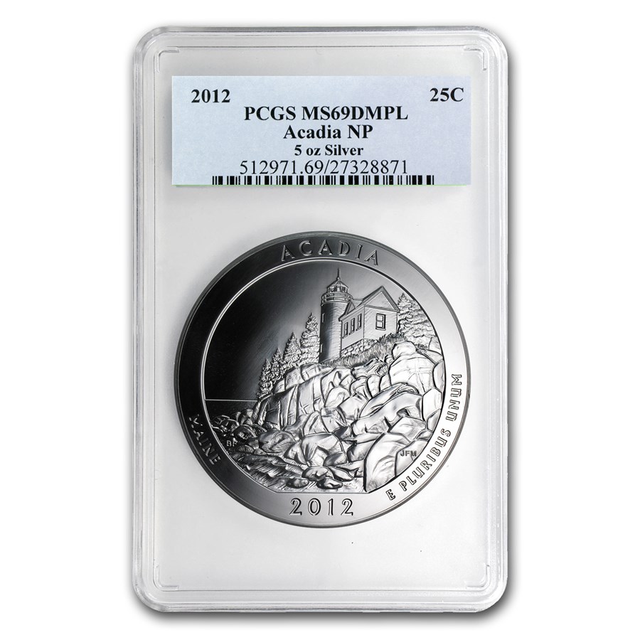 2012 5 oz Silver ATB Acadia MS-69 DMPL PCGS