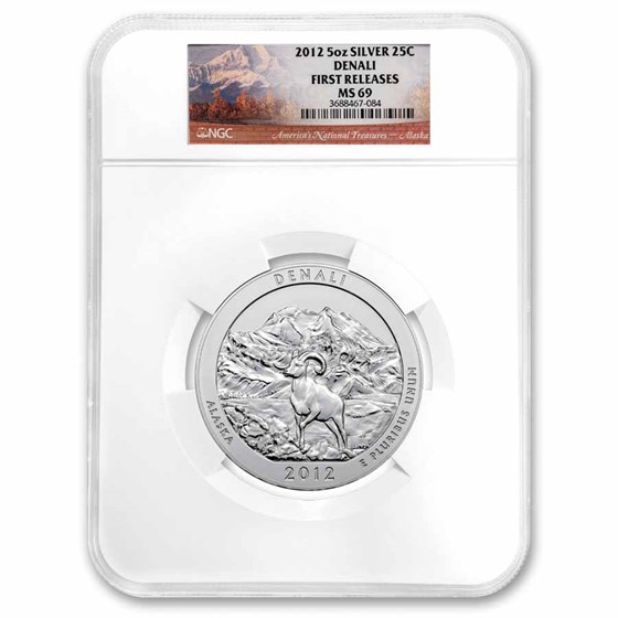 2012 5 oz Silver ATB Denali MS-69 NGC (ER/FR)