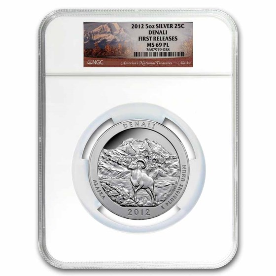 2012 5 oz Silver ATB Denali MS-69 PL NGC (ER/FR)