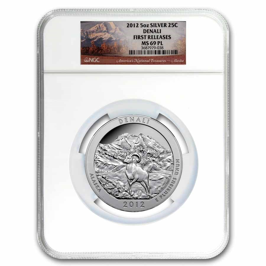 2012 5 oz Silver ATB Denali MS-69 PL NGC (ER/FR)