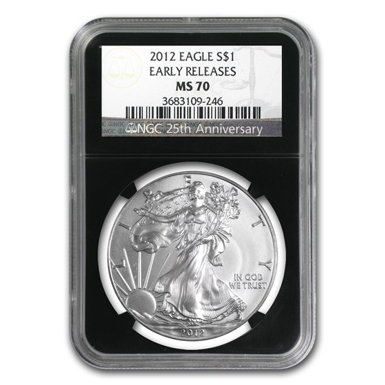 2012 American Silver Eagle MS-70 NGC (ER, Retro Black Insert)