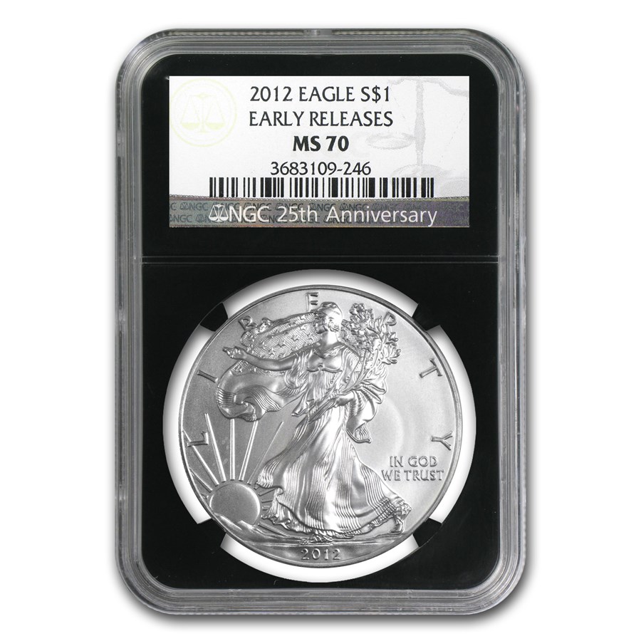 2012 American Silver Eagle MS-70 NGC (ER, Retro Black Insert)