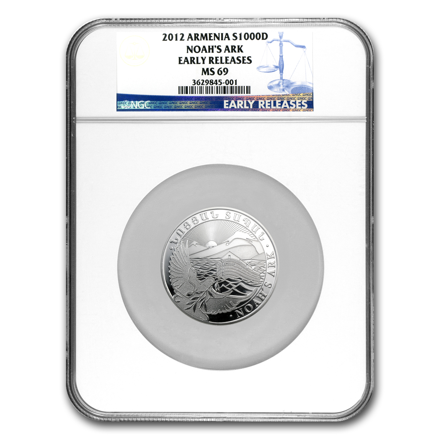 Buy 2012 Armenia 5 oz Silver 1000 Drams Noahs Ark MS-69 NGC (ER
