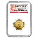 2012 AUS 1/4 oz Gold Lunar Year of the Dragon PF-70 NGC (SII)