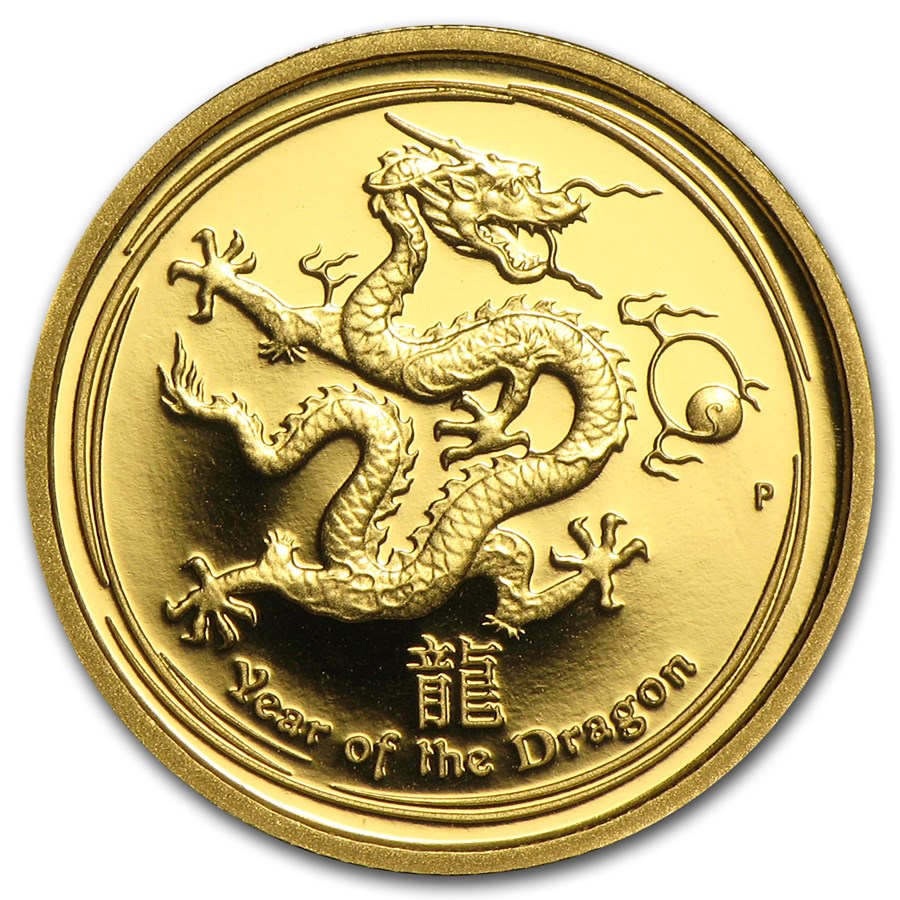 2012 Australia 1/10 oz Gold Lunar Dragon Proof (SII)