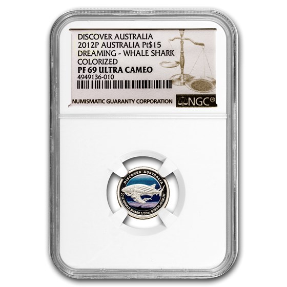 2012 Australia 1/10 oz Platinum Whale Shark Colorized PF-69 NGC 2012 Australia 1/10 oz Platinum Whale Shark Colorized PF-69 NGC