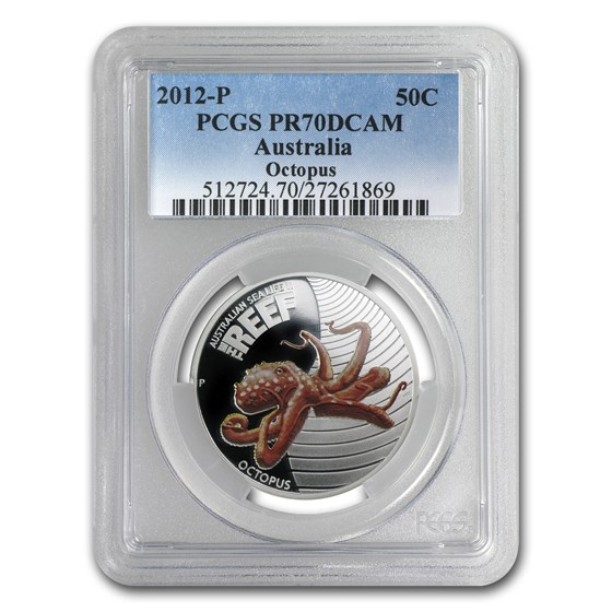 2012 Australia 1/2 oz Silver Colorized Octopus PR-70 PCGS