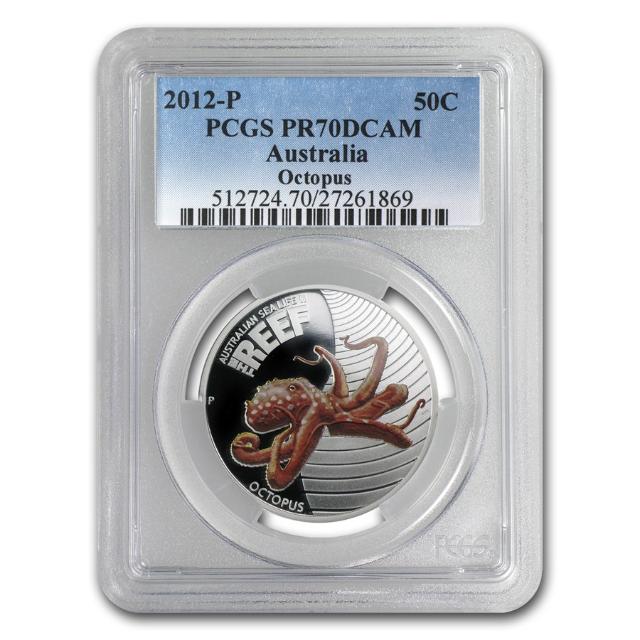 2012 Australia 1/2 oz Silver Colorized Octopus PR-70 PCGS