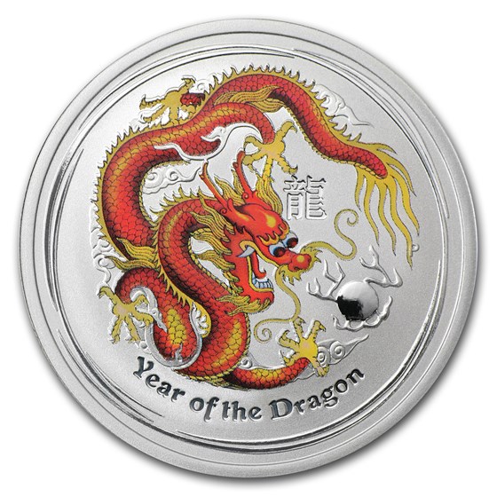 2012 Australia 1/2 oz Silver Dragon BU (Series II, Colorized)