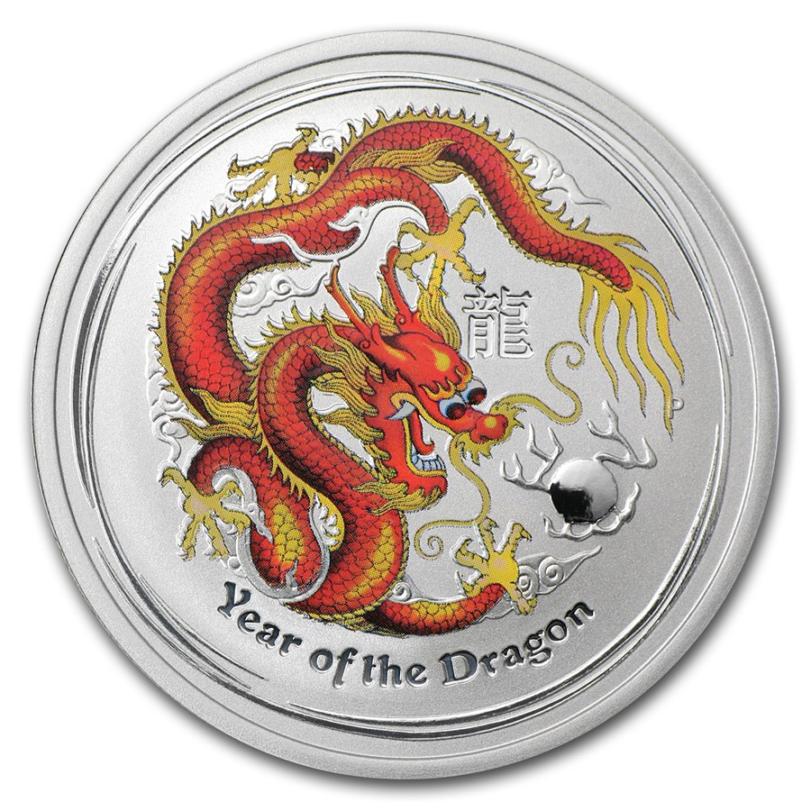 2012 Australia 1/2 oz Silver Dragon BU (Series II, Colorized)