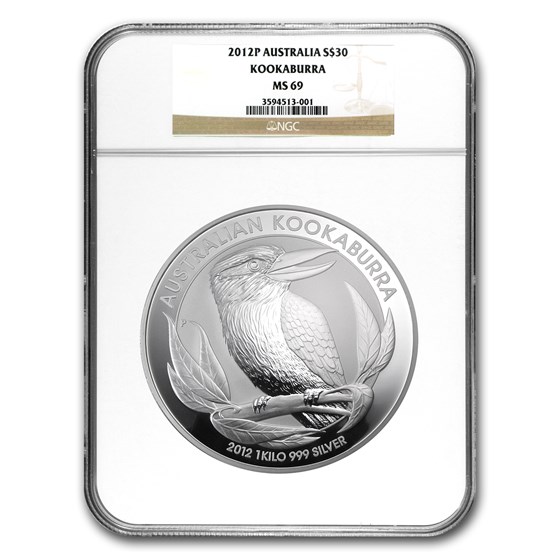 2012 Australia 1 kilo Silver Kookaburra MS-69 NGC 2012 Australia 1 kilo Silver Kookaburra MS-69 NGC