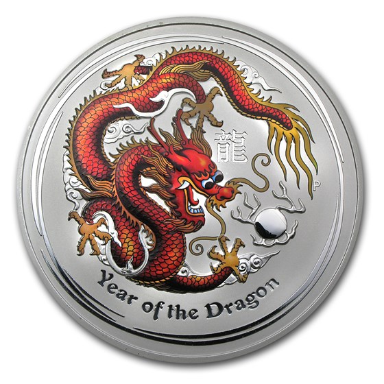 2012 Australia 1 kilo Silver Year of the Dragon BU (Colorized) 2012 Australia 1 kilo Silver Year of the Dragon BU (Colorized)