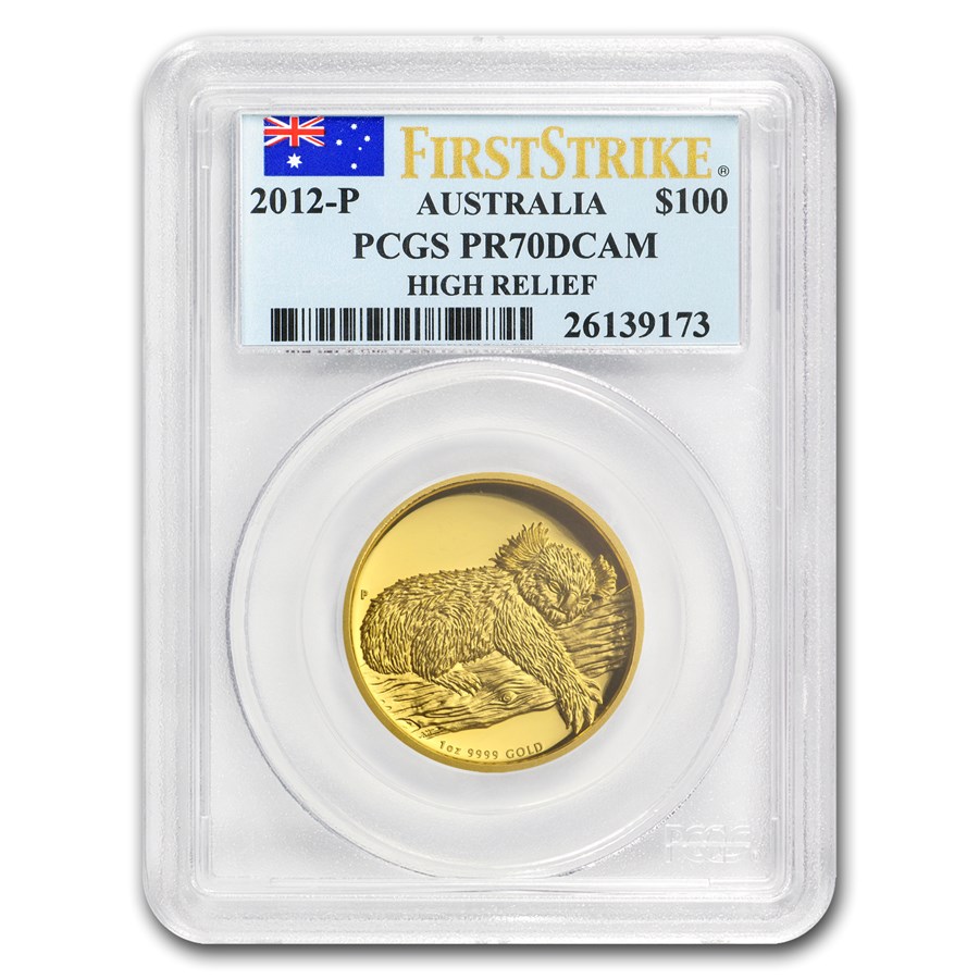 2012 Australia 1 oz Gold Koala PR-70 PCGS (FS, High Relief)