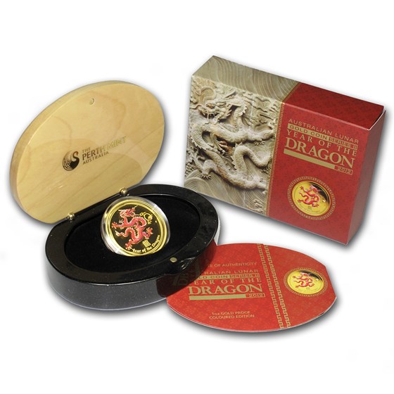 2012 Australia 1 oz Gold Lunar Dragon Pf (Series II, Colorized) 2012 Australia 1 oz Gold Lunar Dragon Pf (Series II, Colorized)