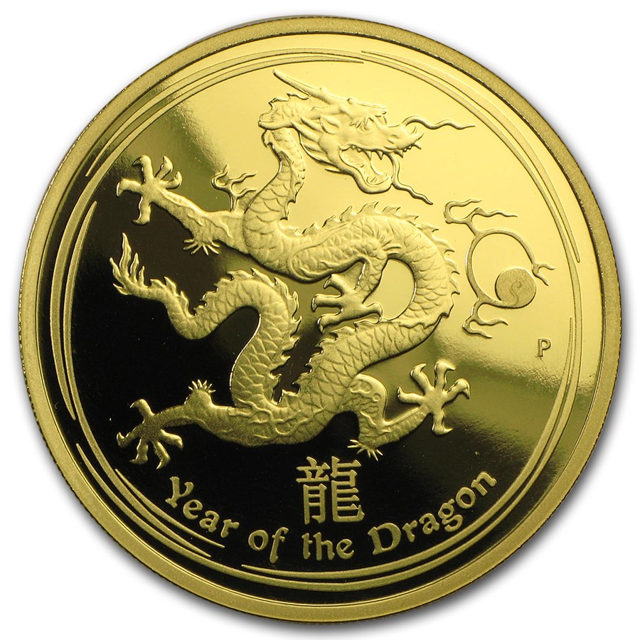 2012 Australia 1 oz Gold Lunar Dragon Proof (Series II)