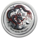 2012 Australia 1 oz Silver Dragon BU (Black Colorized)