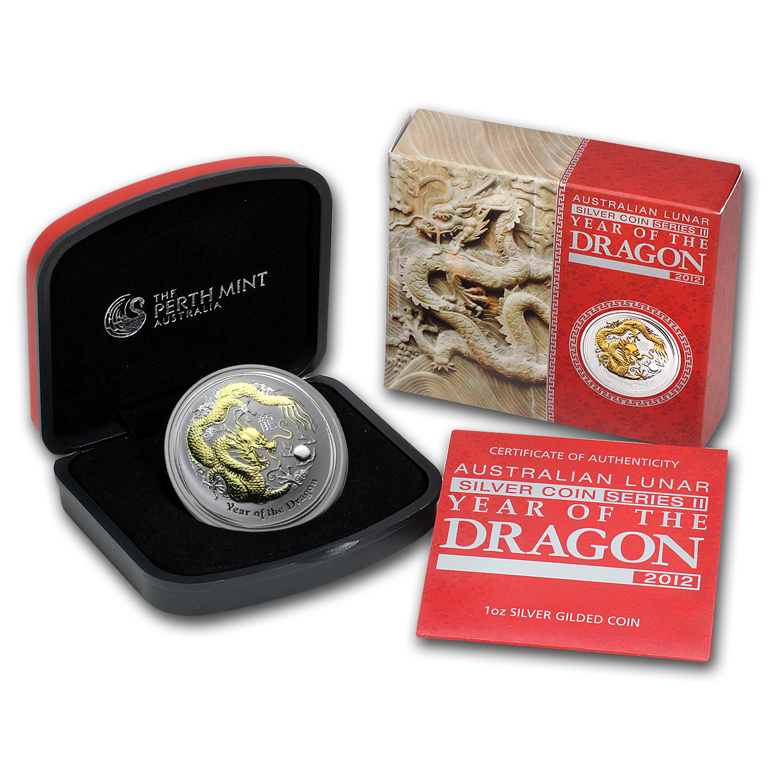 Buy 2012 Australia 1 oz Silver Dragon BU (Gilded, w/Box & COA) | APMEX
