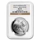 2012 Australia 1 oz Silver Koala MS-70 NGC (Various Label)