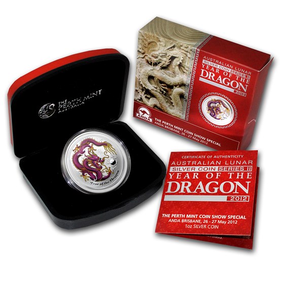 2012 Australia 1 oz Silver Purple Dragon BU (ANDA, Brisbane) 2012 Australia 1 oz Silver Purple Dragon BU (ANDA, Brisbane)