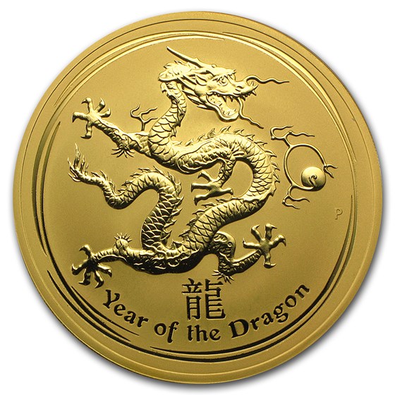 2012 Australia 10 oz Gold Lunar Dragon BU (Series II)