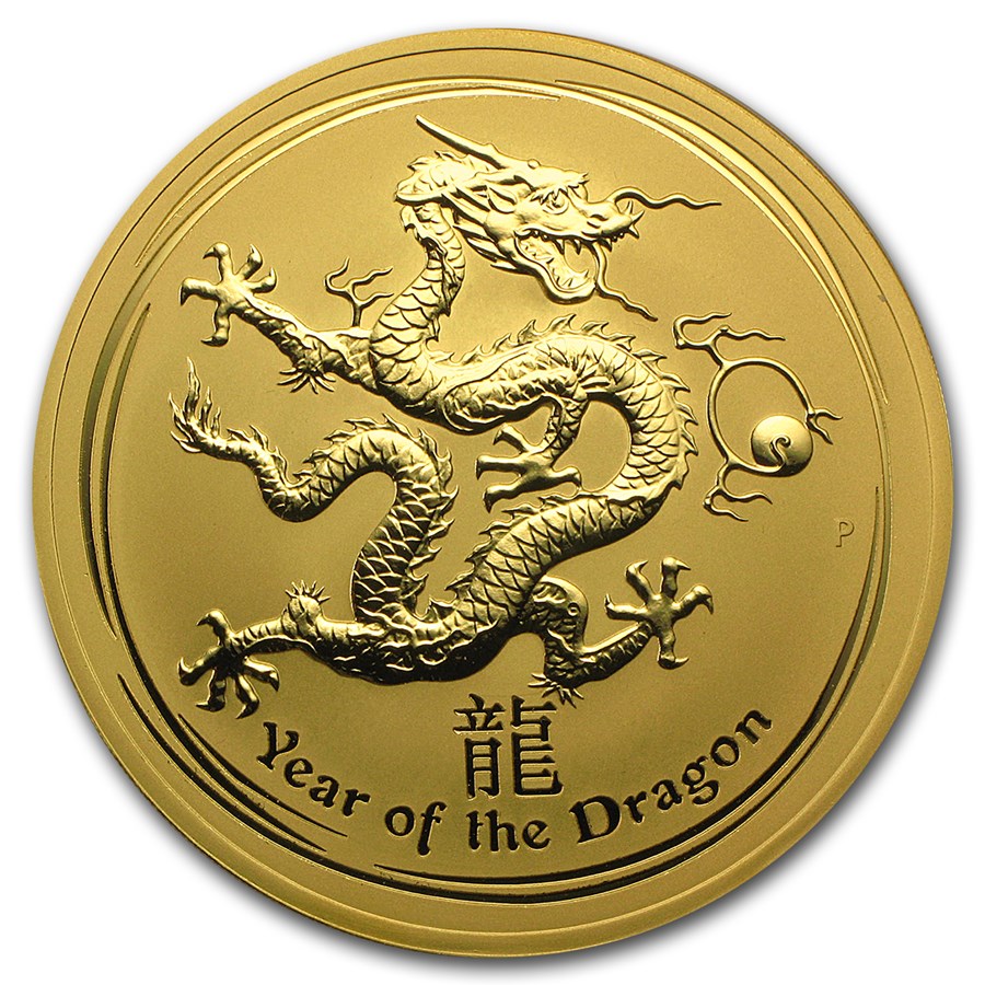 2012 Australia 10 oz Gold Lunar Dragon BU (Series II)